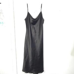 Bebe Dress Womens M Cowl Neck Slip Satin Y2K Midi Black Feminine Lightweight